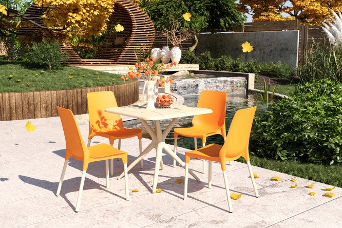 Изображение товара Обеденная группа SHT-DS204 цвет ваниль, оранжевый, бежевый