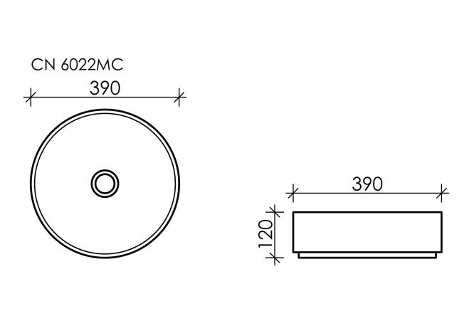 Умывальник накладной CERAMICANOVA Element CN6022MC 39х12х39 см