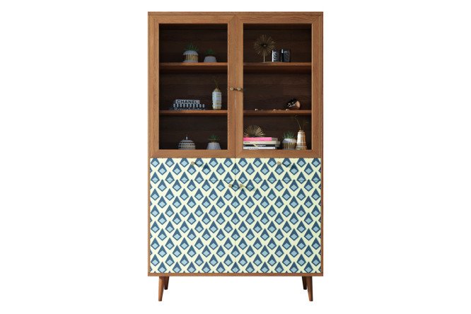 Изображение товара Буфет с двумя дверками и ящиками Berber дизайн Print_13 коричневый 120x200x45 см