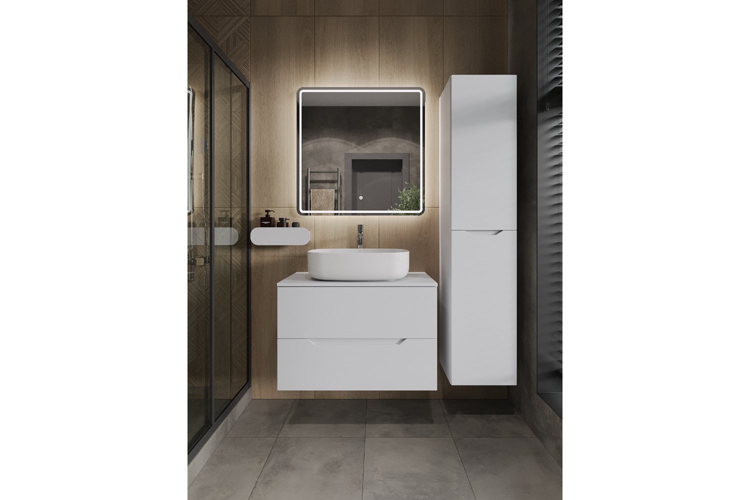 Тумба подвесная ORANGE Line 80 Li-80TuwMDF+B07-540W 81 см, цвет каркаса белый, фасада белый