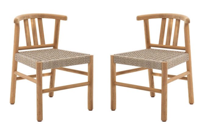 Изображение товара Комплект стульев Bungalow натуральный тик с бежевой отделкой