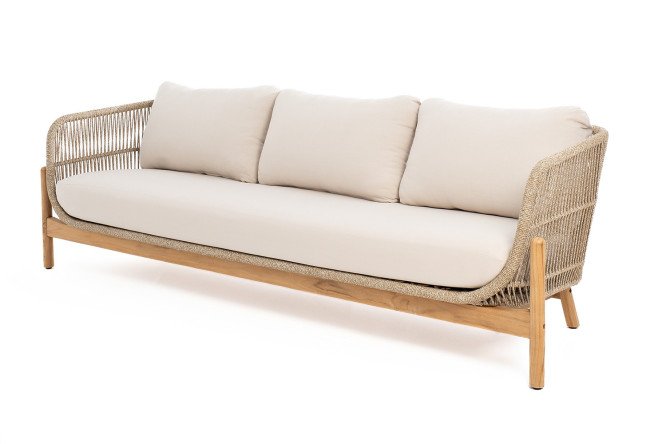 Изображение товара Диван Talara 3-местный цвет каркаса натуральный тик, мягких элементов бежевый