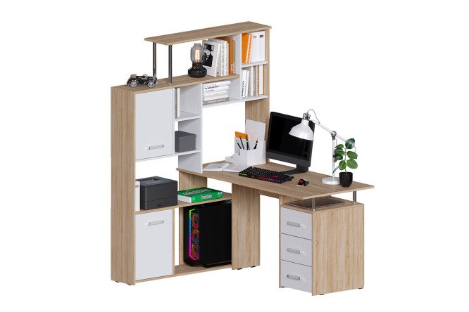 Изображение товара Компьютерный стол КС-15СБ левый, 142,7х175,2х130,1 см, дуб сонома