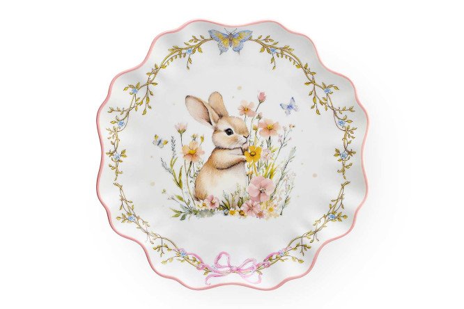 Изображение товара Десертная тарелка HOFF Кролик и цветы из фарфора, 21,2х2,1 см