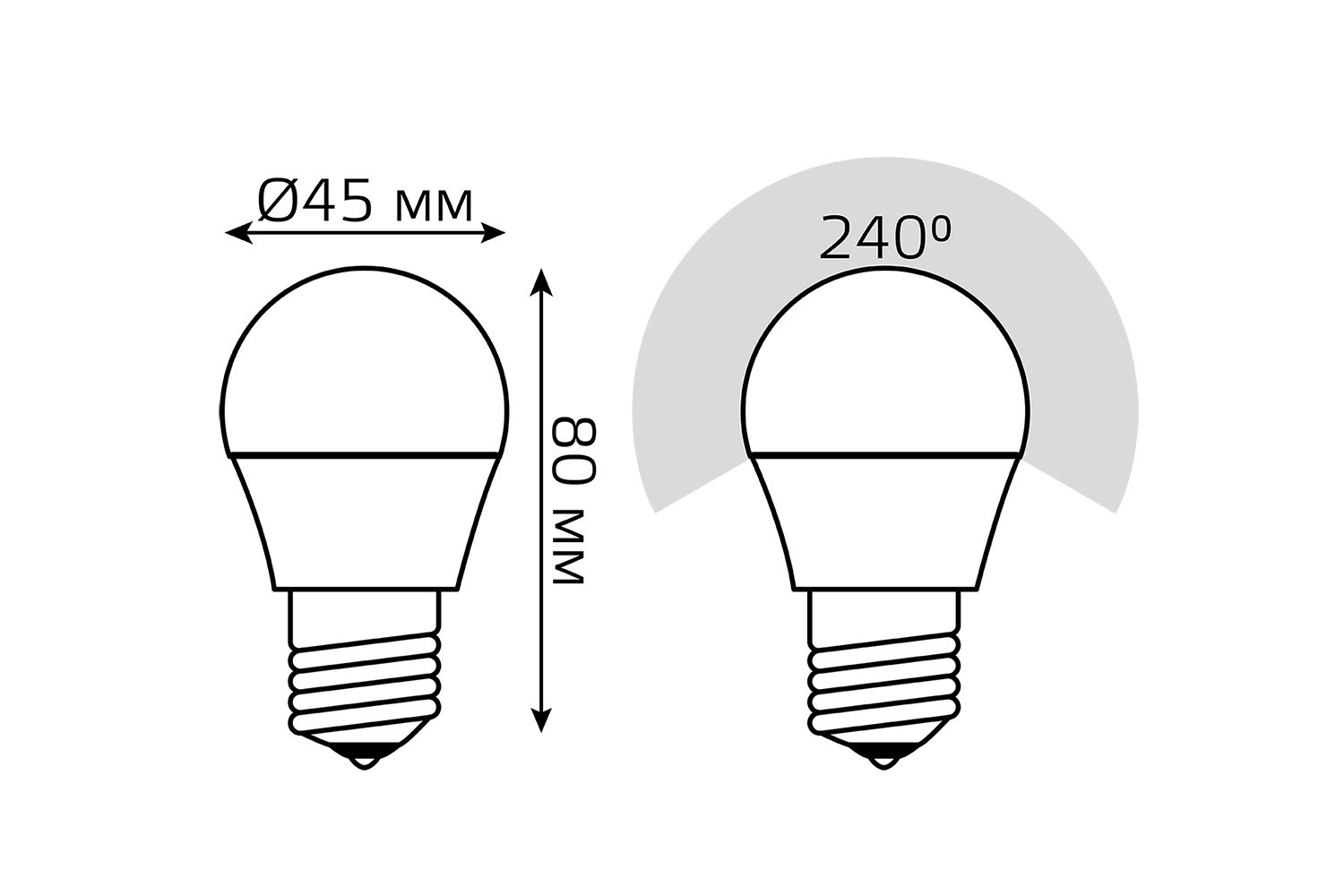 Лампа светодиодная Gauss Basic E27, 7.5W, Шар, 4000 К, Естественный