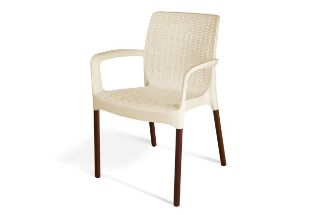 Изображение товара Стул SHT-S68 с подлокотниками цвет сидушки бежевый, ножек коричневый муар