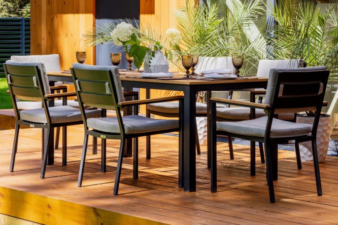 Обеденный комплект Oscar цвет каркаса чёрный, столешницы бежевый