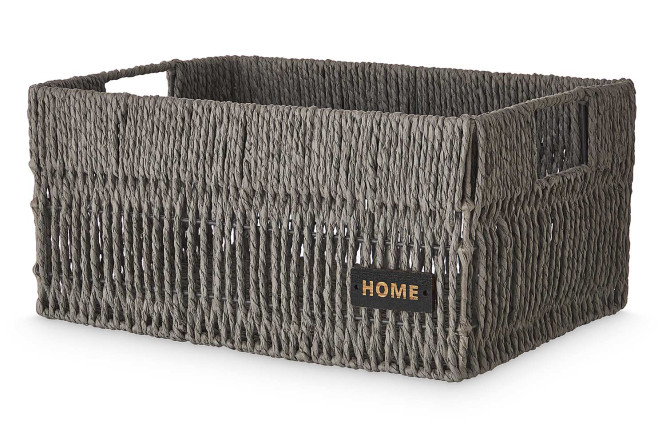 Изображение товара Корзина Bergen 39х18х28 см из металла и бумажного жгута тёмно-серая