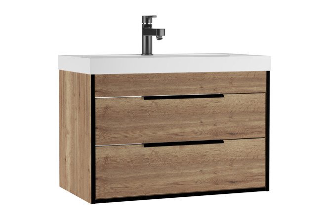 Изображение товара Тумба под раковину подвесная Домино Alfa 79 см в цвете дуб галифакс табак