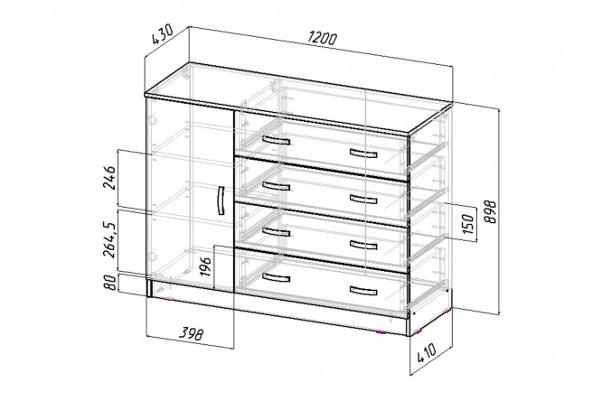 Проект комода с размерами и деталировкой