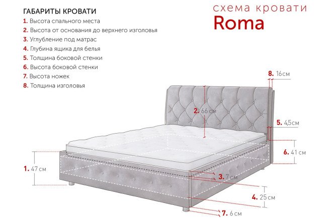 Кровать с подъёмным механизмом Roma цвет серо-бежевый 180х200 см