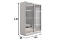Шкаф-купе 2-дверный Slide-2 v.2 140х240х45 см, белый снег/белый профиль, с двумя зеркалами, с разделителями