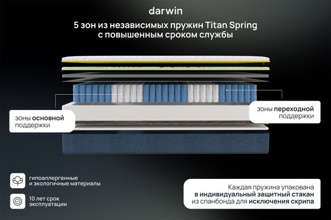 Матрас анатомический DARWIN Zone spring 120х200 см