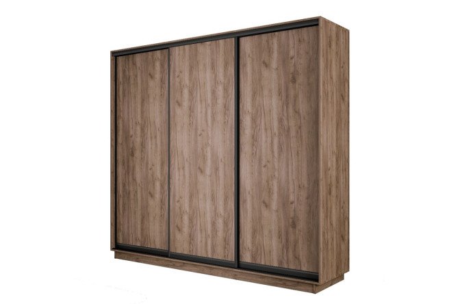 Изображение товара Шкаф купе трехдверный Slide-2 v.2 210х240х45 см дуб крафт табачный чёрный профиль