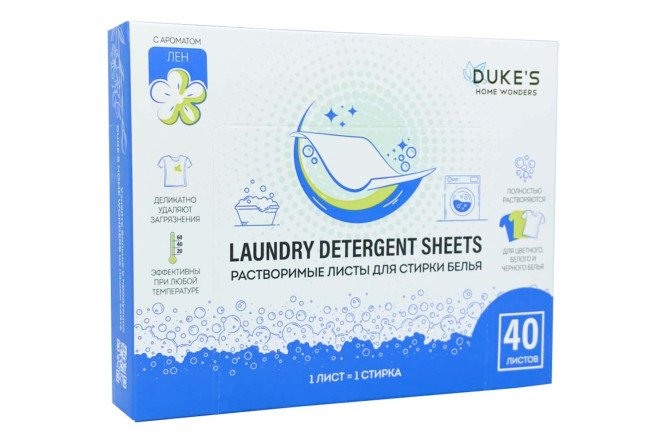 Изображение товара Растворимые листы Лён для стирки белья 125 г удобные и эффективные