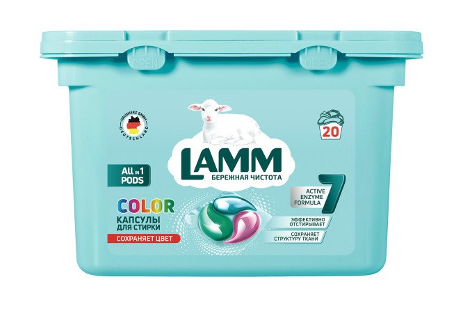 Изображение товара Жидкое средство Color для стирки капсулы 15 г - эффективное средство для цветных тканей