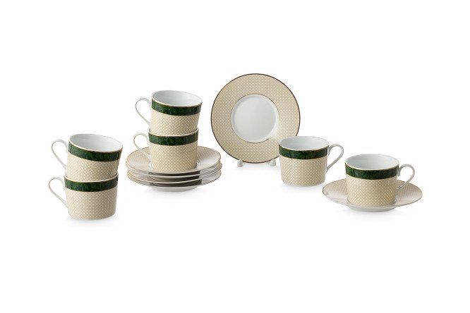 Изображение товара Набор чайных пар EVIO Spruce Decoration 6 перс., фарфор, 12 предметов