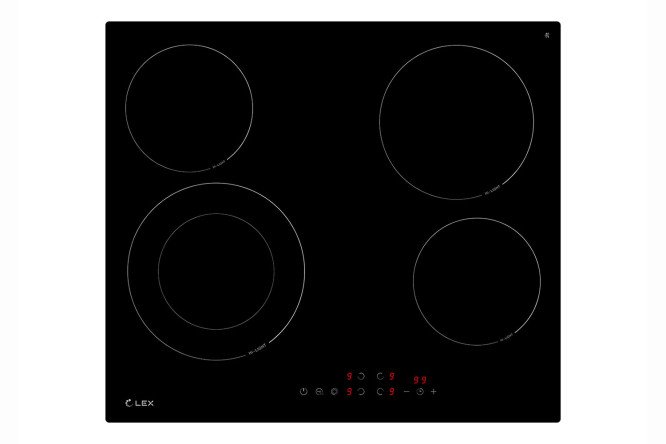 Изображение товара Электрическая панель LEX EVH 6041 BL 59 см черная стеклокерамика 4 зоны нагрева