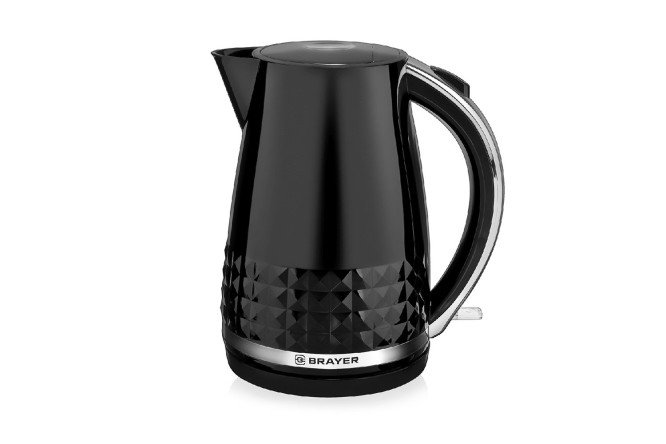 Изображение товара Чайник BRAYER BR1009 из нержавеющей стали и пластмассы, черный, компактный