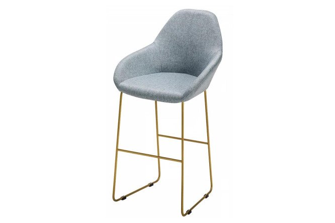Изображение товара Барный стул Kent с серой обивкой и золотыми ножками