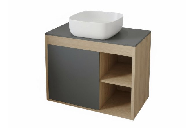 Изображение товара Подвесная тумба Teymi 60 см дуб эврика графит матовый с раковиной
