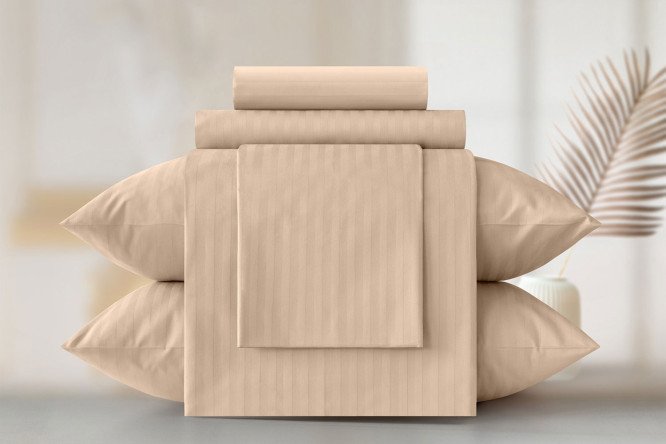 Комплект постельного белья Stripe Premium Bronze 148х215 см, 1,5 спальный