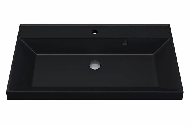 Изображение товара Раковина для ванной Classic Quartz 80х15х45 см, полувстраиваемая, уголь
