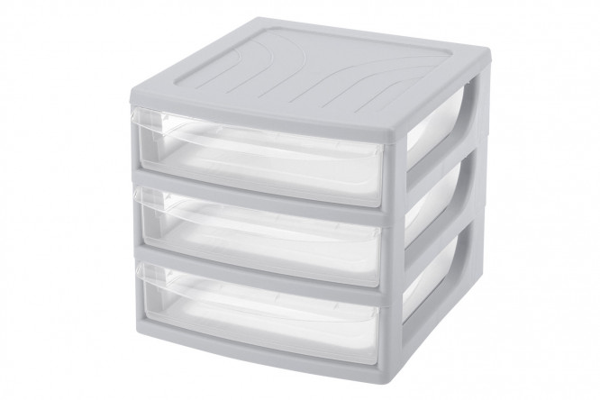 Изображение товара Органайзер с 3 ящиками из полипропилена 18.6x21.4x17.5 см