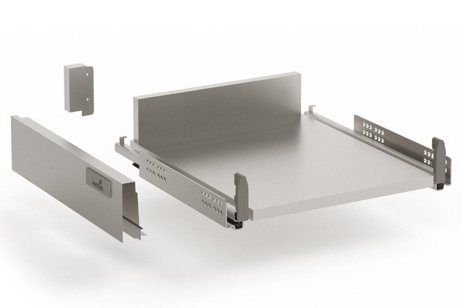 Выдвижной внутренний ящик Hettich InnoTech шкафа напольного 80 см с доводчиком полного выдвижения, белый 76х9х47 см