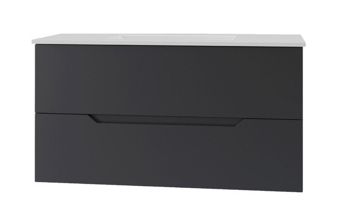 Изображение товара Тумба подвесная ORANGE Line 100 Li-100Tub+RA с раковиной 101,5 см чёрная