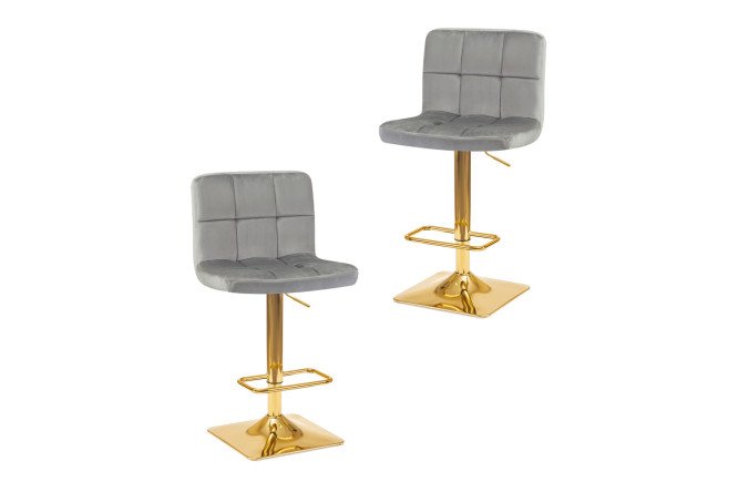 Изображение товара Комплект барных стульев DOBRIN Goldie 42х94х52 см, цвет обивки серый, ножек золотой