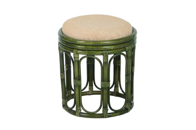 Изображение товара Пуф 12/18 олива с бежевым сиденьем натуральный ротанг стилизованный дизайн