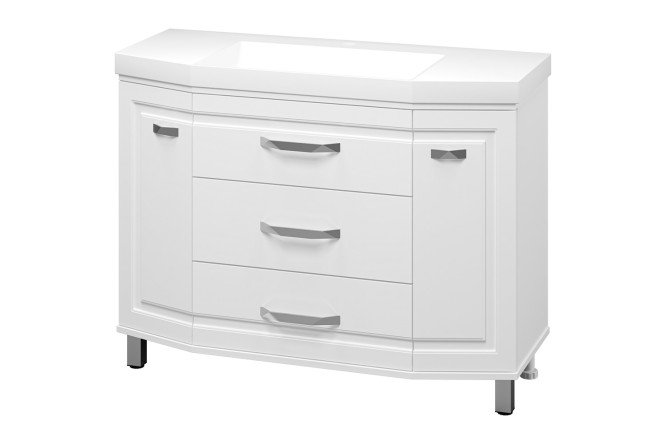 Изображение товара Тумба напольная Терра 110 см с 3 ящиками и раковиной белый