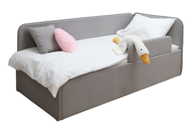 Изображение товара Кровать-тахта Alisa с бортиком и ящиком 80х160 см серый пух