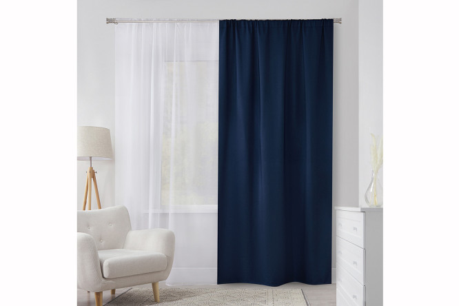 Изображение товара Штора на ленте MICASA Jacqueline 150x280 см тёмно-синяя для украшения окна