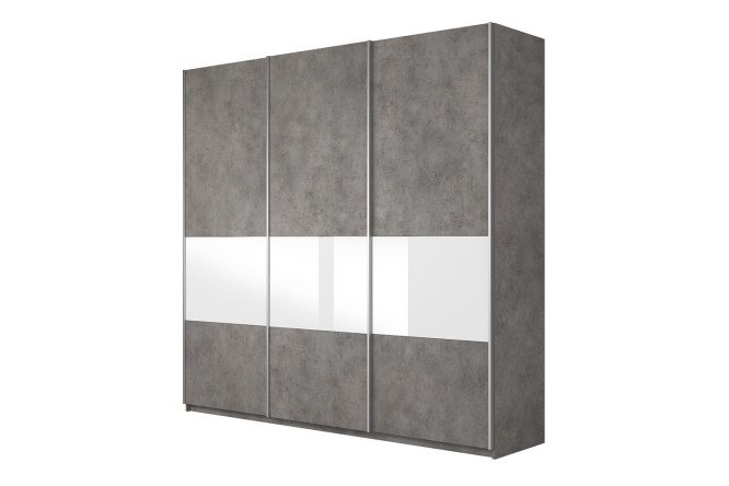 Изображение товара Шкаф-купе 3-дверный Magnus 240x230 см, белый глянец, бетон