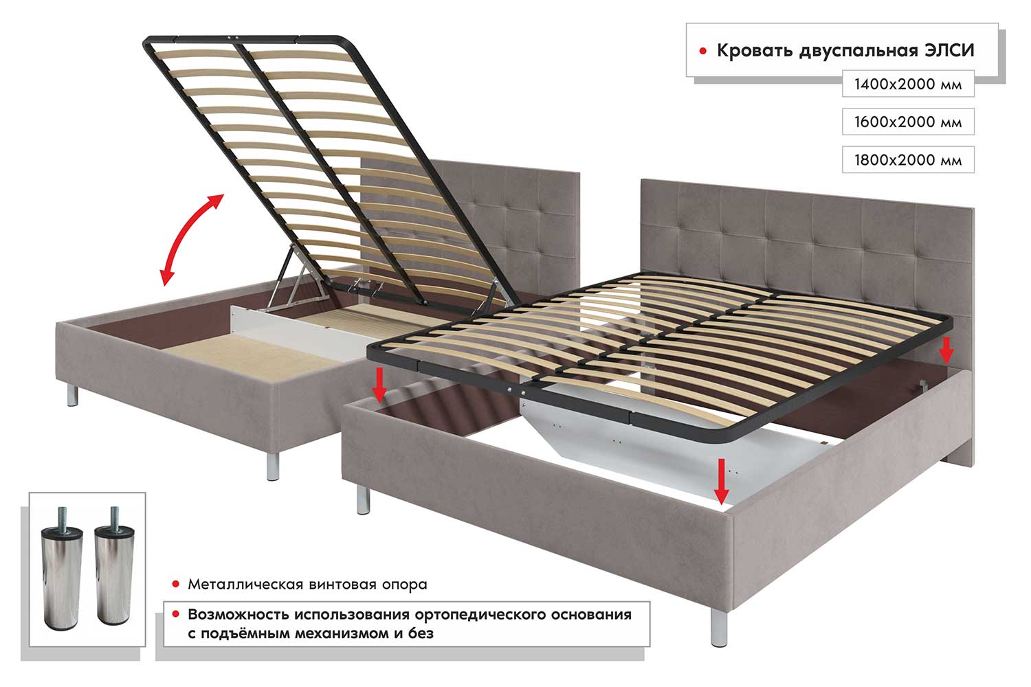 Каркас кровати Elsi цвет кофейный 160х200 см - купить по цене 16 999 рублей  в интернет-магазине Hoff.ru | 80542039