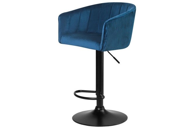 Изображение товара Стул барный DOBRIN Darcy Black с синей обивкой и металлическими ножками