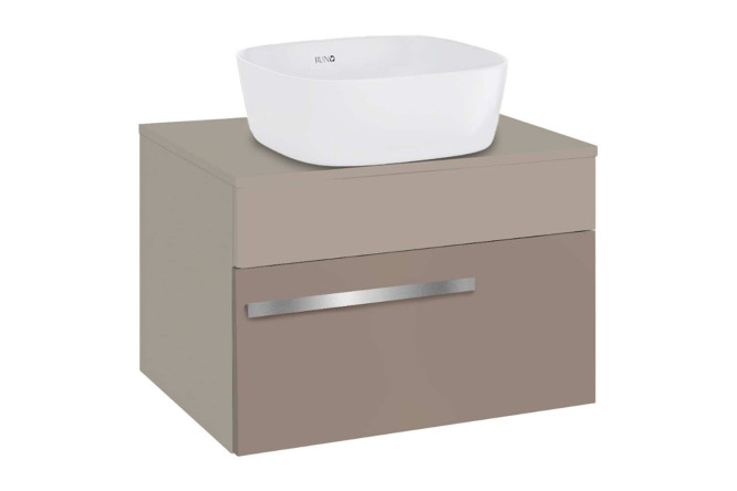 Изображение товара Тумба подвесная RUNO Вудлайн 65 см, цвет каркаса бежевый, фасада розовый, бежевый