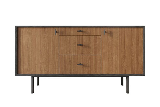 Изображение товара Комод Emerson с 2 дверками и 3 ящиками коричневый и чёрный