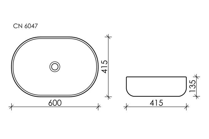 Умывальник накладной CERAMICANOVA Element CN6047MB 60х13.5х41.5 см