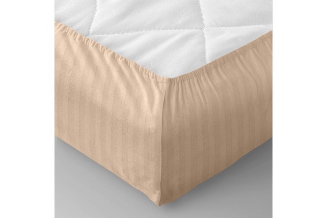 Простыня на резинке Stripe Premium Bronze Страйп-сатин 140х200 см, До 22 см