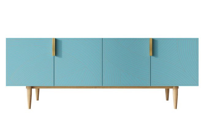 Изображение товара Комод под TV Line с 4 дверками с синими фасадами и ореховым каркасом