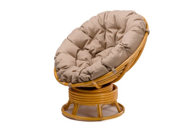 Изображение товара Кресло Папасан вращающееся, цвет каркаса мёд, бежевые элементы