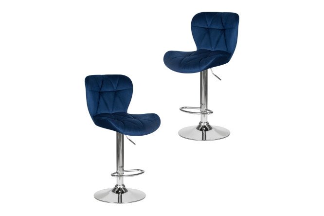 Изображение товара Комплект барных стульев DOBRIN Barny 46х89х54 см, цвет обивки синий, ножек хром