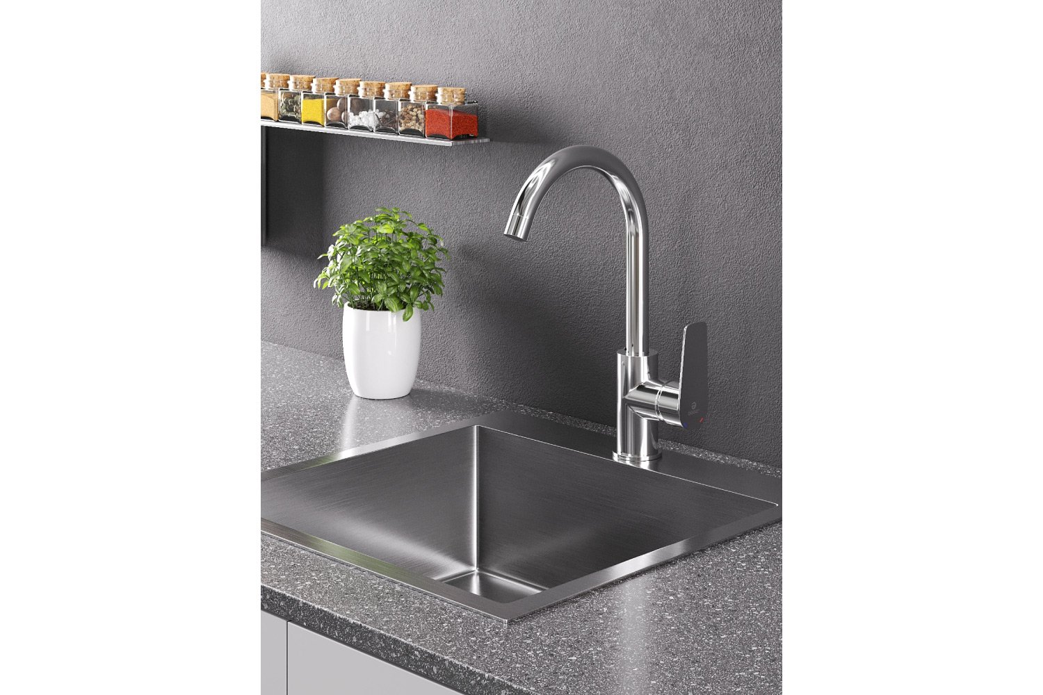 Смеситель для кухни AGGER Hf1011211 с С-образным поворотным изливом
