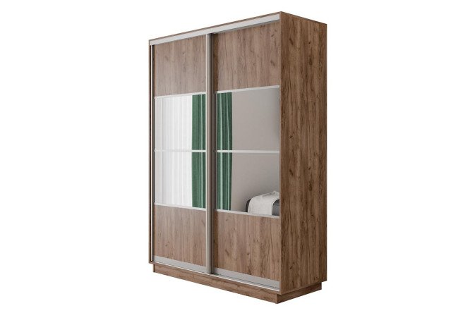 Изображение товара Двустворчатый шкаф-купе Оптима из дуба 120x220x60 см с зеркалом Изображение товара Двустворчатый шкаф-купе Оптима из дуба 120x220x60 см с зеркалом