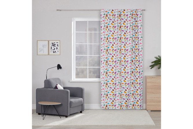 Изображение товара Штора для детской MICASA Zoo 150х280 см белый желтый фиолетовый бирюзовый
