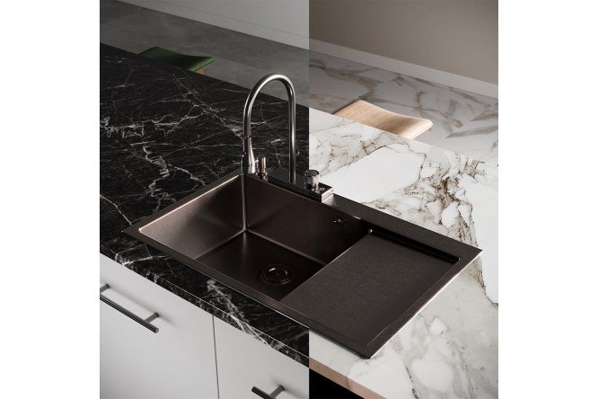 Мойка врезная с дозатором и крылом РМС MRK 7851BL-L 78х51х18 см