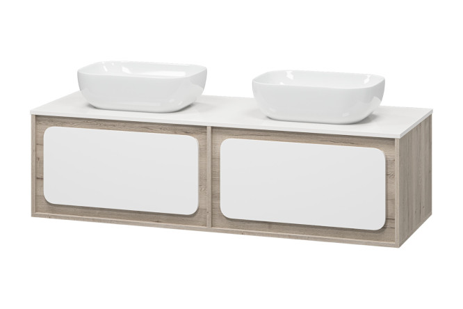 Изображение товара Тумба подвесная Дубль 150 П-Дуб-09150-372Я с 2 ящиками 150 см, цвет каркаса дуб галифакс белый, фасада белый, дуб галифакс белый